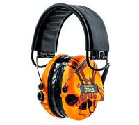 Sordin Pro-X LED 75302-X-09-S - Protectores auditivos para caza activa, EN 352, cojín de gel, banda de piel y cápsula naranja