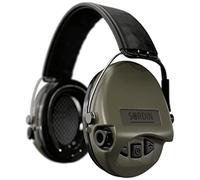 Sordin Protector auditivo Pro - 75302-S - Protección auditiva activa - EN 352 - Cojín de espuma, banda de cuero y cápsula verde