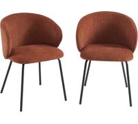 Sorelh Lote de 2 sillas tejido chenilla terracota y patas metal negro