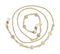 SOREZE Cadenas de Gafas para Mujer, Cadenas de Gafas de Sol de Cristal Perlado, Soporte de cordón para Gafas, cordón Dorado para Gafas, Collar, Correa de Cuerda