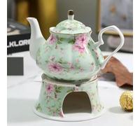 SOREZE Tetera Inglesa británica de 400ML, Base calefactora, Calentador de té de Porcelana, Set de Tetera, Horno de retención de cerámica