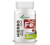 Soria Natural Hierro Liberación Sostenida - Ayuda a Mantener los Niveles de Hierro Necesarios - Contribuye a la Formación de Glóbulos Rojos y Hemoglobina - Con Vitamina C - 60 comprimidos de 1.000 mg