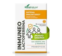 Soria Natural Inmuneo Lactoferrina - Nutrientes para el Sistema Inmune - Contribuye a la Estimulación de las Defensas - Calostro Bovino, Inulina, Probióticos, Vitamina D y Zinc - 36 Comp. de 900mg