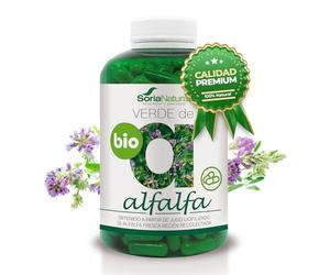 Soria Natural Verde de Alfalfa - Fuente Rica en Vitaminas, Minerales y Clorofila - Suplemento para Energía y Salud Digestiva, Capilar, Piel y Uñas - Antioxidante Natural - 240 cápsulas