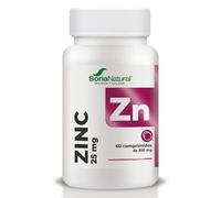 Soria Natural Zinc Comprimidos 25mg - Complemento Alimenticio para Reforzar las Defensas, Metabolismo, Caída del Cabello, Piel y Uñas, Función Cognitiva, Antioxidante y Huesos Sanos | 60 comprimidos