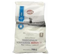 SORINA Sal marina sin refinar yodada fina tradicional (bolsa de 750 gramos) - Sal marina totalmente orgánica y sin refinar - Buena para cocinar y sal de mesa (26 oz)