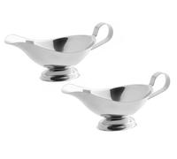 Soro Essentials - Base de acero inoxidable para salsa de 8 onzas, con mango de bucle, juego de 2 unidades, para restaurante, salsa, boquilla de labios sin goteo, cuenco para servir, salsas, aderezos