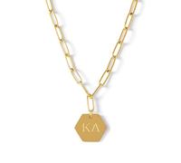 Sorority Shop Collar Kappa Delta Paperclip - Collar de regalo de hermandad chapado en oro de 18 quilates, regalos Kappa Delta de larga duración para mujeres, Talla única, Chapado en oro, Sin gemas.