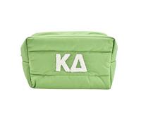 Sorority Shop Kappa Delta - Bolsa de maquillaje estilo acolchado con letras de hermandad, bolsa de cosméticos de viaje con cierre de cremallera, regalo perfecto para mujeres, Verde, Acolchado