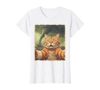 Sorprendido Gato Tornado Selfie Divertido Tormenta Tiempo Meme Art Camiseta gráfica económica, Mujer, Blanco, XS