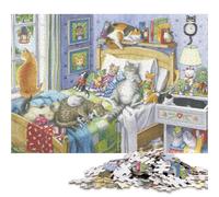 Sorpresa en la habitación del Gato Puzzle 300 Piezas Adultos Cumpleaños Educational Game Juego De Rompecabezas para Decoración del Hogar Stress Relief Toy 300pcs (40x28cm)