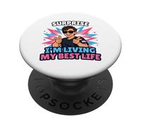 Sorpresa Estoy Viviendo Mi Mejor Vida Trans Orgullo Trans LGBTQ PopSockets PopGrip Adhesivo