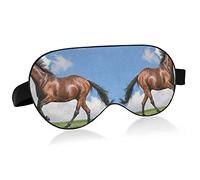 Sorrel Horse Gallops in Field Eye Masks Cover Blocks Light Sleep Mask Shade Cover Blindfold Relajante Eyeshade Cover con correa ajustable para la cabeza para hombres, mujeres y niños