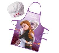 Sorrisini Delantal Infantil y Gorro de Cocinero Ajustable para Niños Cocina Frozen Anna, Mandil Niña, Delantal y Sombrero para Cocinar, Hornear, Pintar, Frozen-Abraso