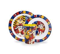 Sorrisini Vajilla Infantil para Niños Paw Patrol, Vajilla Reutilizable apta para microondas, Juego de Platos Irrompibles de Plástico Plato, Cuenco para Cereal, Cubiertos, Taza 260ml, sin BPA