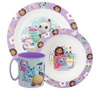 Sorrisini Vajilla Infantil Reutilizable Apta Para Microondas Gabby, Juego de Platos Irrompibles de Plástico Para Niños, Plato, Cuenco Para Cereal, Taza 350ml, sin BPA Gabby Space