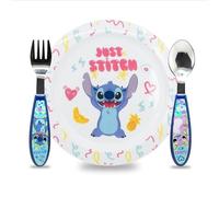 Sorrisini Vajilla Infantil Reutilizable Apta Para Microondas Para Niños, Juego de Desayuno para la Primera Comida Cubiertos, Tenedor, Cuchara de Acero Inoxidable y Plato, sin BPA Lilo Wow