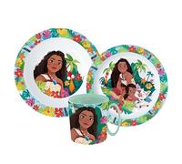 Sorrisini Vajilla Infantil Reutilizable Apta Para Microondas Vaiana, Juego de Platos Irrompibles de Plástico Para Niños, Plato, Cuenco Para Cereal, Taza 350ml, sin BPA Vaiana Wow