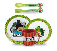 Sorrisini Vajilla Infantil Reutilizable, Juego de Vajilla Apta Para Microondas, Vajilla de Plástico Irrompibles para niños, Set Plato, Cuenco Para Cereal, Cubiertos, Taza 390ml, sin Bpa Minkrt