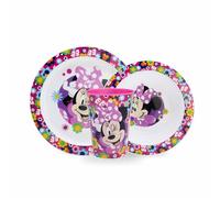 Sorrisini Vajilla Infantil Reutilizable Niños Minnie Mouse, Juego de Platos de Plástico Infantiles para Niños, Vajilla con Plato, Tazón de Cereal y Vaso 260ml, Juego de Desayuno, Sin BPA