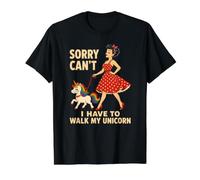 Sorry Can't Walk My Unicorn, Divertido Humor fantástico Camiseta gráfica económica, Hombre, Negro, S