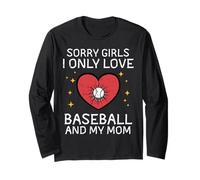 Sorry Girls I Love Baseball and Mom Día de San Valentín Niños Niños Manga Larga