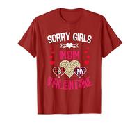 Sorry Girls Mommy Is My Valentine Corazones Leopardo y Cuadros Camiseta