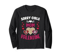 Sorry Girls Mommy Is My Valentine Corazones Leopardo y Cuadros Manga Larga
