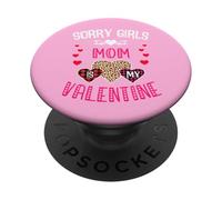 Sorry Girls Mommy Is My Valentine Corazones Leopardo y Cuadros PopSockets PopGrip Adhesivo