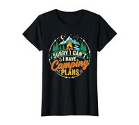 Sorry I Can't Have Camping Plans Funny Camper Regalo a Juego Camiseta gráfica económica, Mujer, Negro, XL