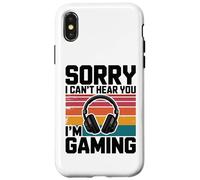 Sorry I Can't Hear You I'm Gaming Retro Headset Funny Gamer Carcasa para iPhone X/XS