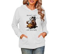 Sorry I Can't I'm Very Busy Coffee Perezoso 3D Impreso Mujeres Forro Polar Sudaderas Moda Capucha Manga Larga con Capucha Pullover Tops