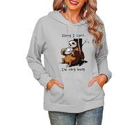 Sorry I Can't I'm Very Busy Coffee Perezoso 3D Impreso Mujeres Forro Polar Sudaderas Moda Capucha Manga Larga con Capucha Pullover Tops