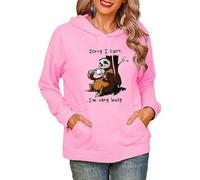 Sorry I Can't I'm Very Busy Coffee Perezoso 3D Impreso Mujeres Forro Polar Sudaderas Moda Capucha Manga Larga con Capucha Pullover Tops