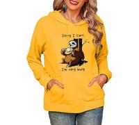 Sorry I Can't I'm Very Busy Coffee Perezoso 3D Impreso Mujeres Forro Polar Sudaderas Moda Capucha Manga Larga con Capucha Pullover Tops