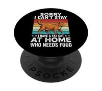 Sorry I Can't Stay I Have A Fat Cat At Home Who Needs Food PopSockets PopGrip Adhesivo