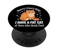 Sorry I Can't Stay I Have A Fat Cat At Home Who Needs Food PopSockets PopGrip Adhesivo