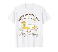 Sorry I'm Late Goose Silly Dilly Dallying Cita Floral Boho Camiseta