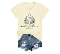 Sorry Im Late His Timing Not Mine Camisa con cuello en V Im Sorry, Amarillo cremoso, M