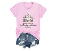 Sorry Im Late His Timing Not Mine Camisa con cuello en V Im Sorry, rosa, L
