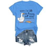 Sorry I'm Late His Timing Not Mine - Camisa con versículo bíblico divertidas camisetas cristianas de fe y humor, Carolina Blue-1, 3XL