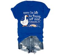 Sorry I'm Late His Timing Not Mine - Camisa con versículo bíblico divertidas camisetas cristianas de fe y humor, Royal Blue-1, M