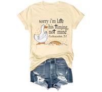 Sorry I'm Late His Timing Not Mine - Camisa con versículo bíblico divertidas camisetas cristianas de fe y humor, Amarillo cremoso-1, XL