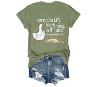 Sorry I'm Late His Timing Not Mine - Camisa con versículo bíblico divertidas camisetas cristianas de fe y humor, Verde, 1, L