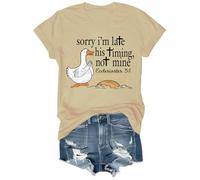 Sorry I'm Late His Timing Not Mine - Camisa con versículo bíblico divertidas camisetas cristianas de fe y humor, Caqui-1, 3XL