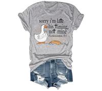 Sorry I'm Late His Timing Not Mine - Camisa con versículo bíblico divertidas camisetas cristianas de fe y humor, Gris-1, XL