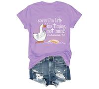 Sorry I'm Late His Timing Not Mine - Camisa con versículo bíblico divertidas camisetas cristianas de fe y humor, Púrpura claro-1, M