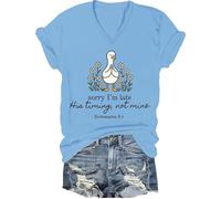 Sorry I'm Late His Timing Not Mine - Camiseta de manga corta Eclesiastés 3:1, Carolina Blue-v, M