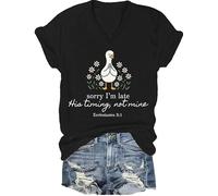 Sorry I'm Late His Timing Not Mine - Camiseta de manga corta Eclesiastés 3:1, Negro-V, L