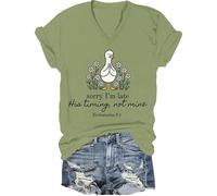 Sorry I'm Late His Timing Not Mine - Camiseta de manga corta Eclesiastés 3:1, Verde-V, XL
